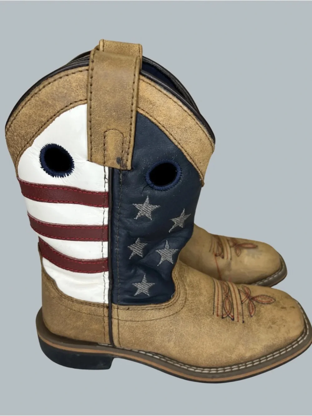 Cody James Boys 12D USA Flag Leather Square Toe Western Cowboy Boots 43880